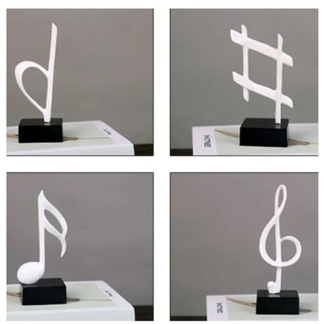 【オブジェ】 音符記号形４個セット ホワイト シャープ フラット 部屋装飾品 お洒落インテリア 置物 ヨーロッパ プレゼント ギフト 雑貨