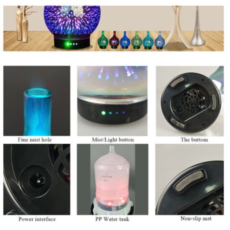 加湿器 超音波式 アロマ ディフューザー 100ml 壺型 LED 寝室 美容 美肌 コンパクト 綺麗 おしゃれ インテリア