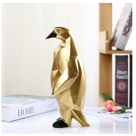 【オブジェ】 置物 北欧インテリア ペンギン 大小2体セット ゴールド アンティーク  かわいい 樹脂工芸 ギフト プレゼント
