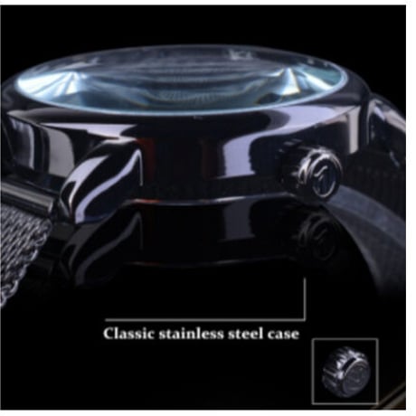 【FORSINING】 スケルトン 自動巻き メンズ腕時計 機械式 ステンレスメッシュベルト 高級 発光 ルミナスハンズ 海外トップブランド 3色展開