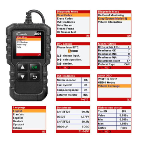 LAUNCH X431 CR3001 故障診断機 車 OBD2 スキャンツール 自動車 故障診断ツール メンテナンス コードリーダー コードスキャナー