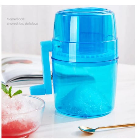 手動式 かき氷機 青色 金属製 トレイ付き 手動式 かき氷機 青色 金属製 トレイ付き 手動式 かき氷機 青色