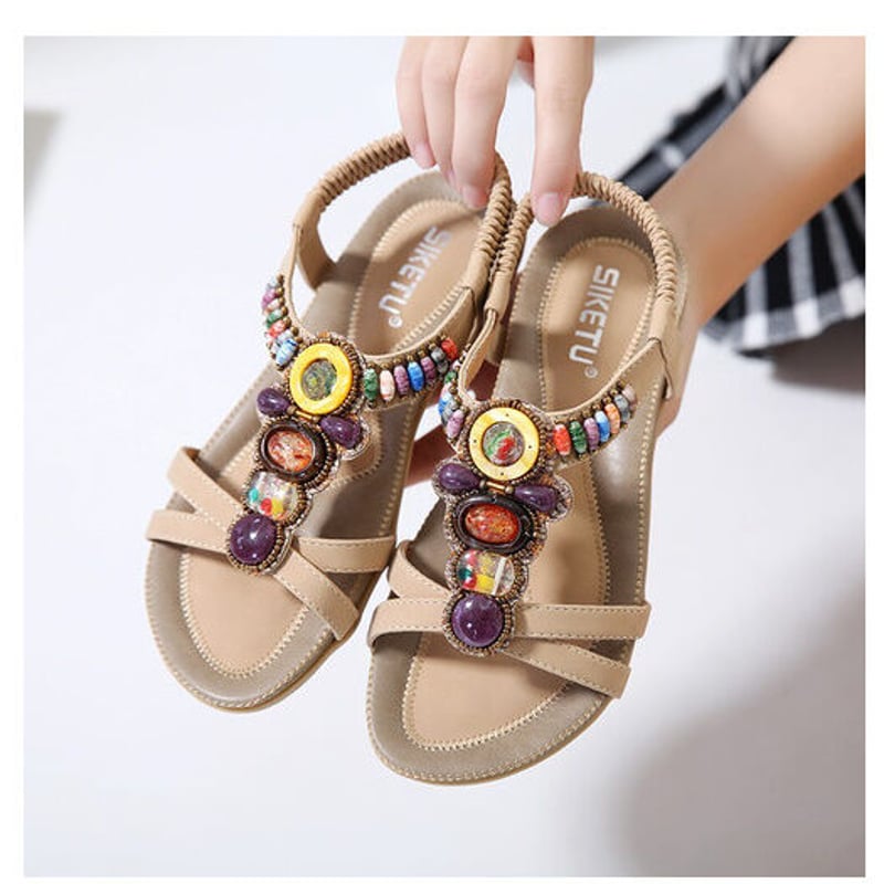 エスニック サンダル レディース ボヘミアン フラット サンダル 夏 （2