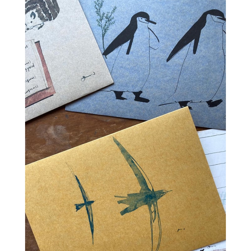 Jun Sasaki レターセット ペンギン、鳥、ハリネズミ | ツバキ舎