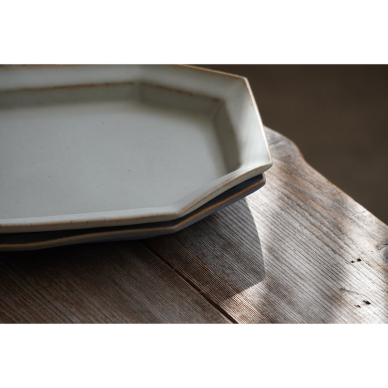 中林範夫】7寸8角長皿 白/青 | Kinilu STORE