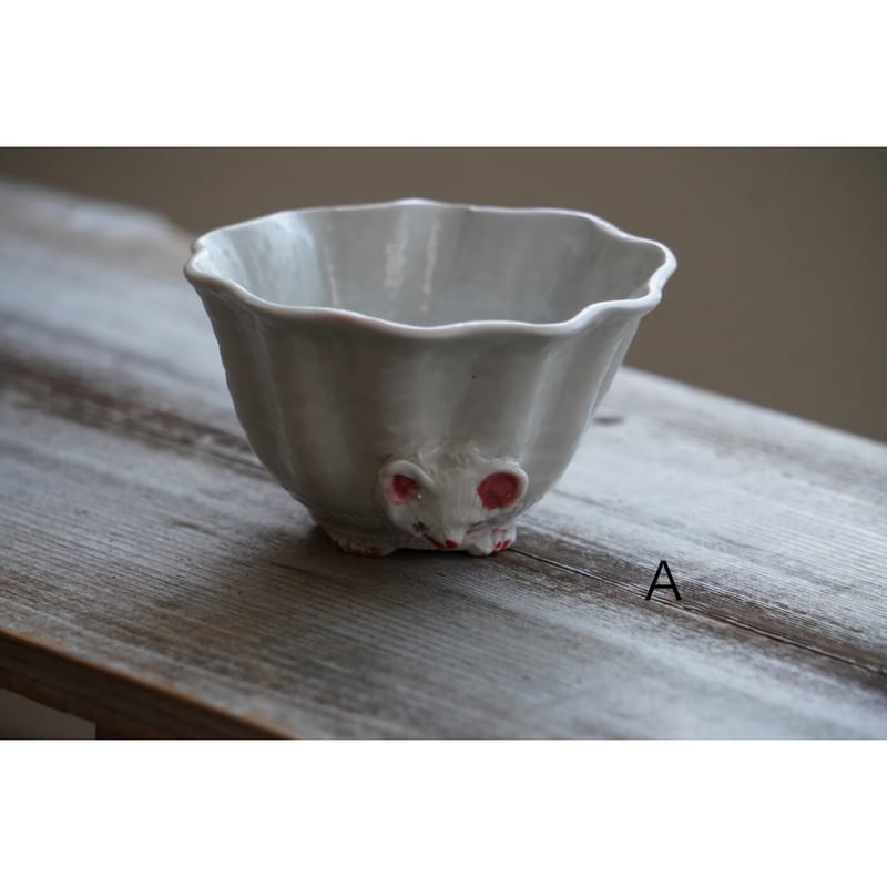 廣田哲哉さん 動物モチーフ 陶器のカップ 2点セット 廣田哲哉】ネコ