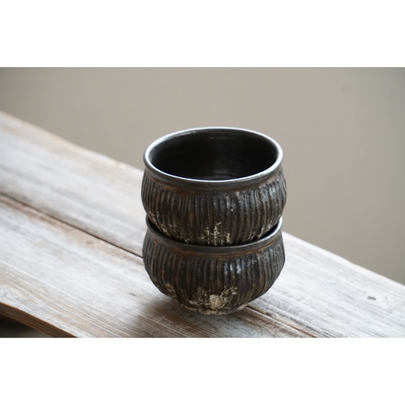 平井悠一 作家鉢 植木鉢 ② 平井悠一】しのぎカフェオレボウル/泥彩 | Kinilu STORE