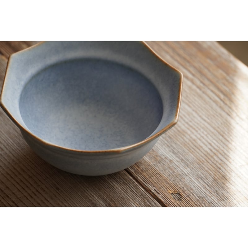 中林範夫】4寸8角リム小鉢 白/青 | Kinilu STORE