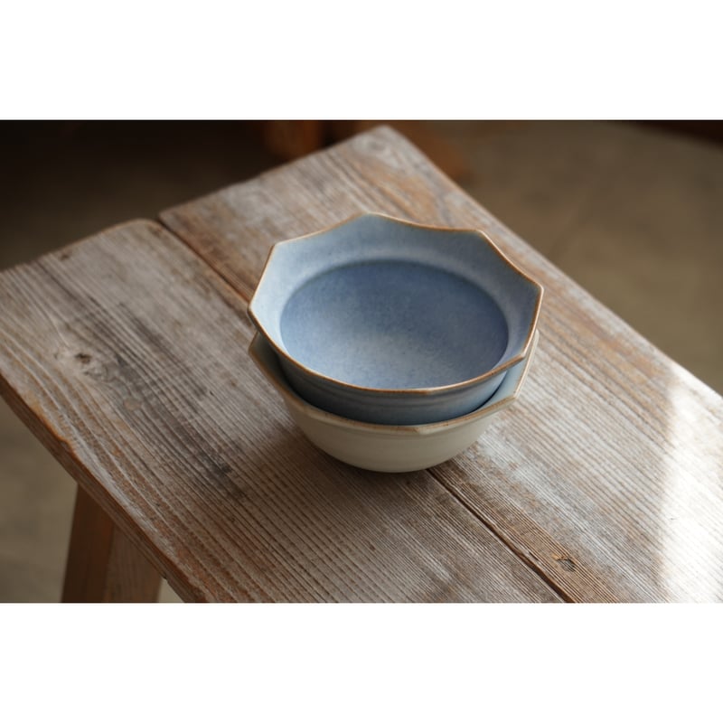 【正規販売店】 白/青 中林範夫】4寸8角リム小鉢 | STORE Kinilu 食器
