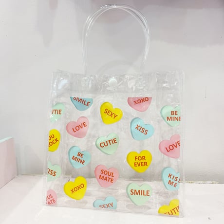 Candy hearts clear bag