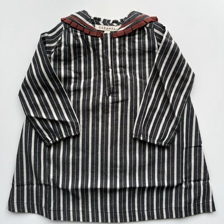 CARAMEL LAILA BABY DRESS - GREY STRIPE