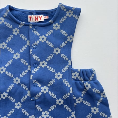tiny cottons  FLOWER GRID DUNGAREE