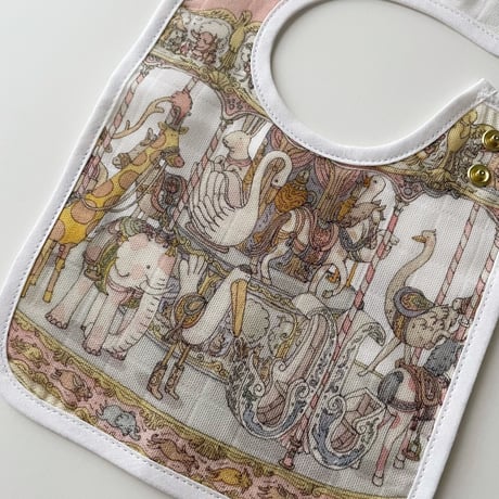 ATELIER CHOUX　SMALL BIB – CAROUSEL – GOLD SNAPS