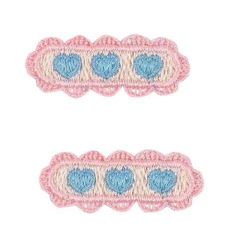 Konges Sløjd 　2 PACK HEART EMBROIDERY HAIR CLIP- BUTTERCREAM