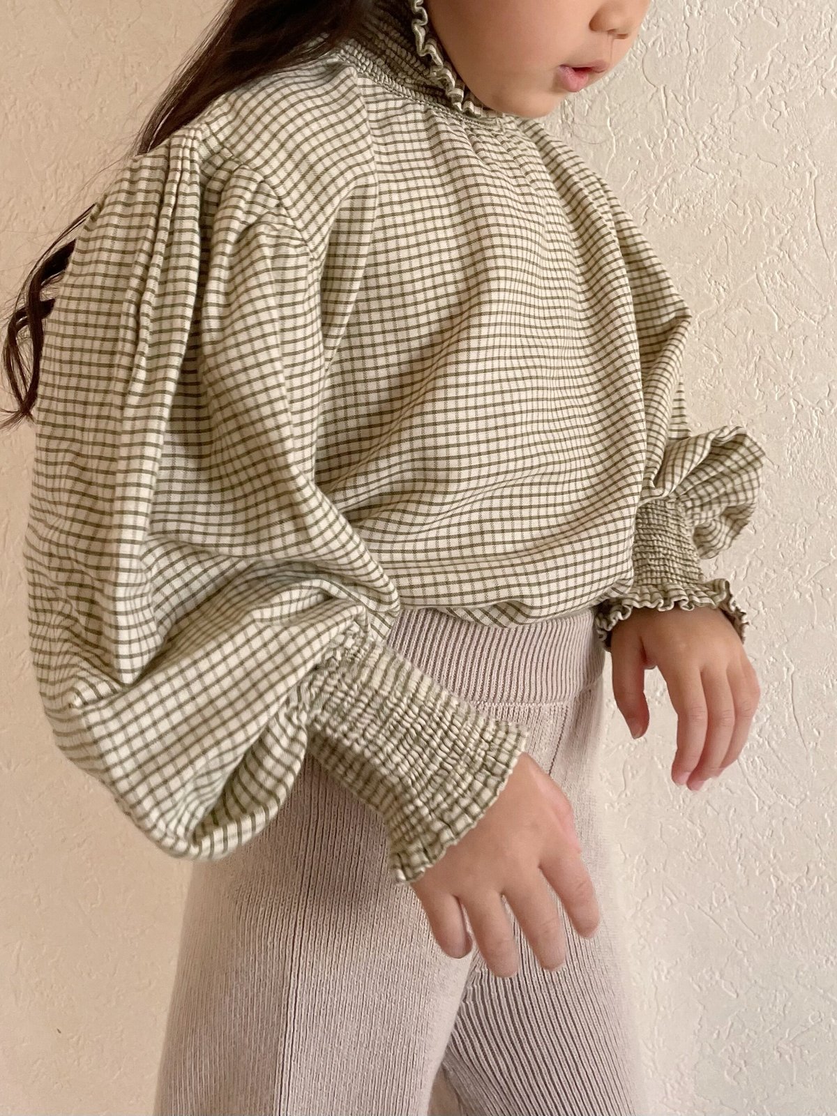 LiiLU チェック　トップス　4y Liilu Smocked Check Blouse - check | Baby Sty