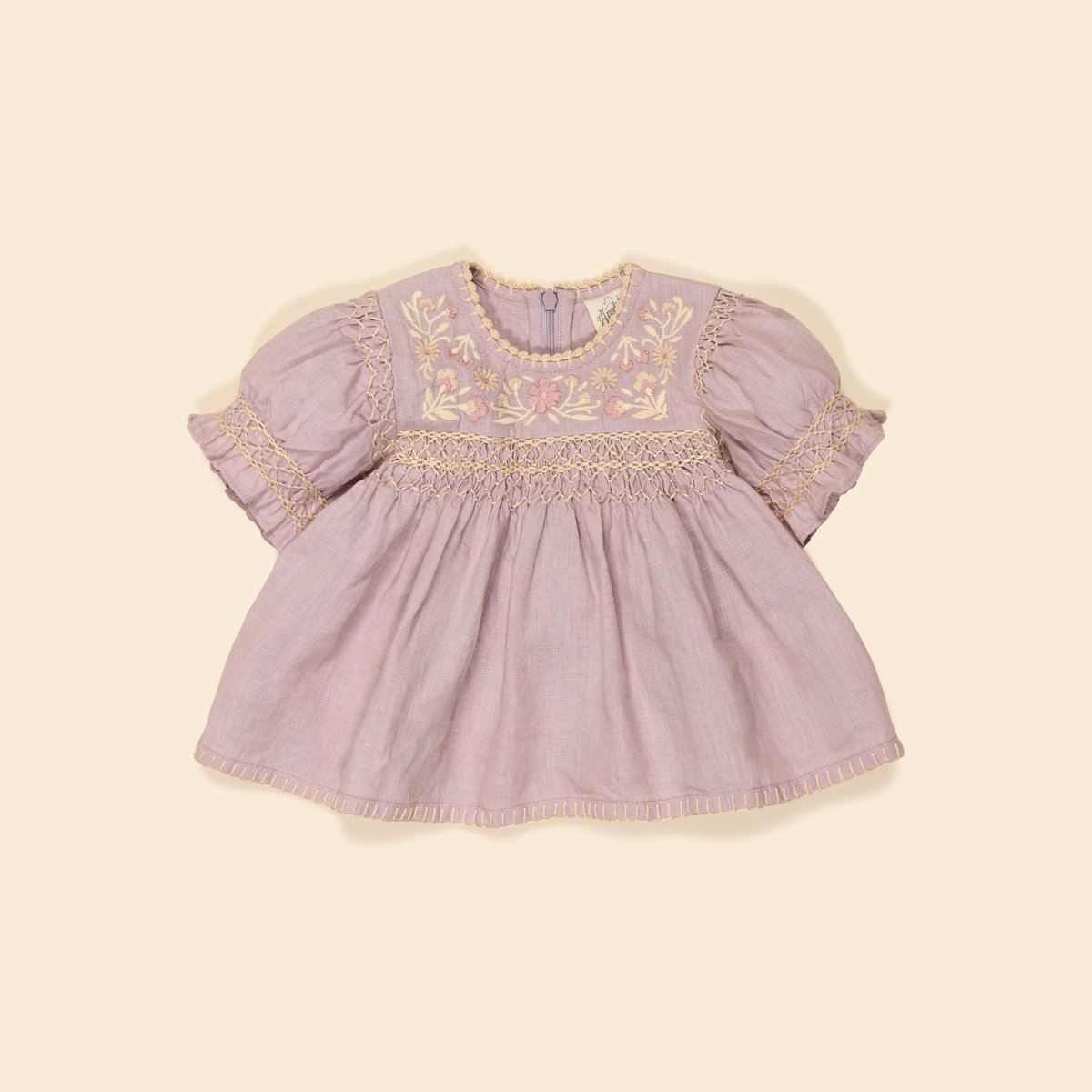 Apolina ダークブルー 刺繍ブラウス Apolina BABY DORA BLOUSE - LILAC | Baby Style LAB