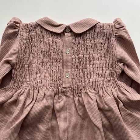 Nellie Quats   Draughts Dress - Dusty Rose Fine Stripe Linen