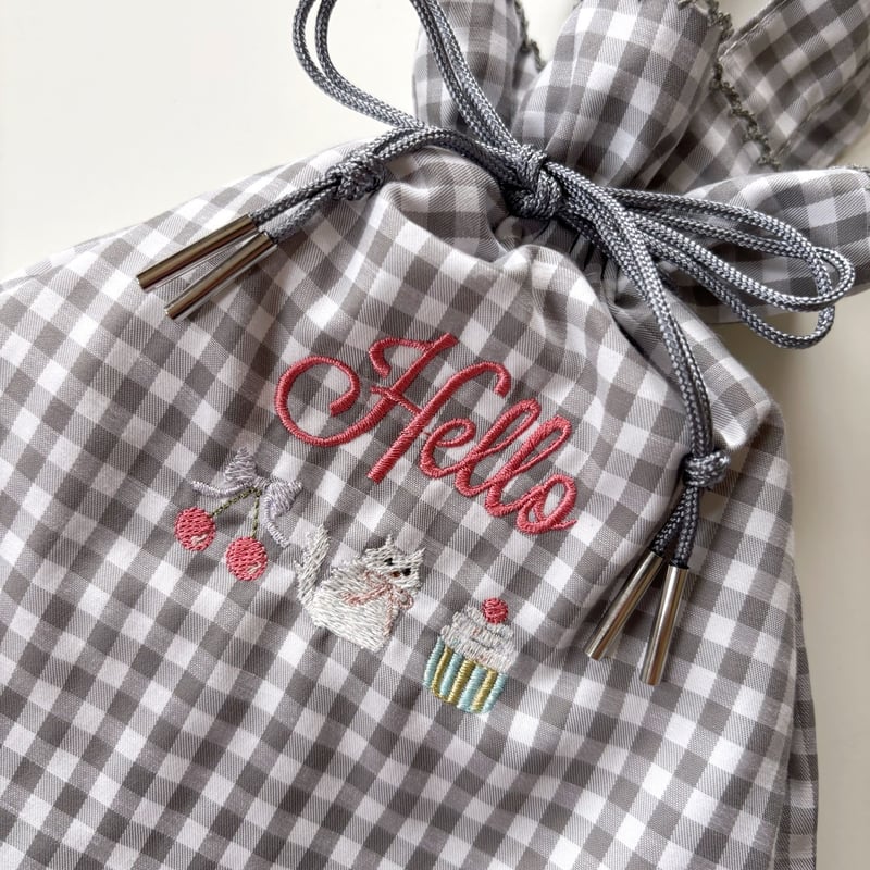 ドローイングバッグ gingham check Mサイズ/Mサイズ(shoulder)/Sサイ