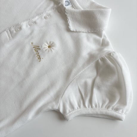 ARCADIA short puff sleeve flare polo one-piece White