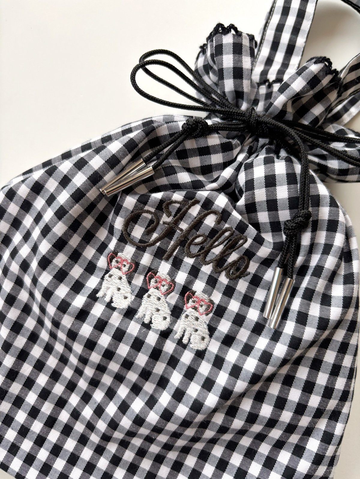 ドローイングバッグ gingham check Mサイズ/Mサイズ(shoulder)/Sサイ