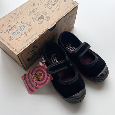 Cienta ベロアストラップラバーシューズ EUR22-28-Black