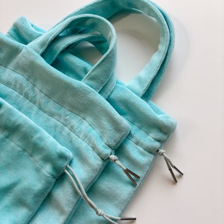 ドローイングバッグ Terry towel アクアブルー　Sサイズ/Miniサイズ/miniminiサイズ