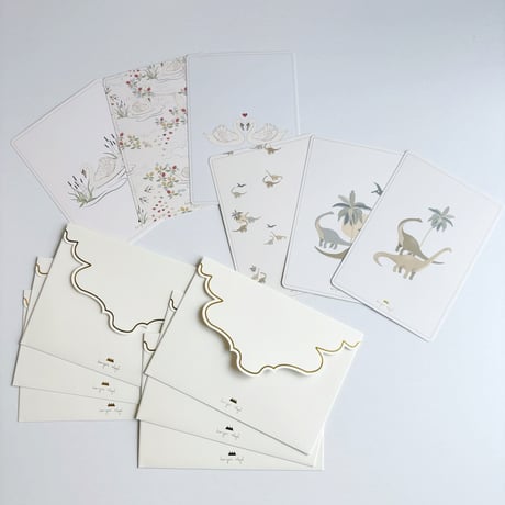Konges Sløjd 　6PACK GREETING CARDS - DINO/SWAN