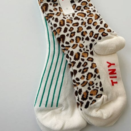 tiny cottons  Animal Print&FineStripesMediumSocks 2-4Y/5-8Y