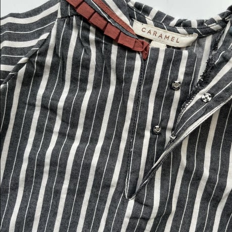 CARAMEL LAILA BABY DRESS - GREY STRIPE