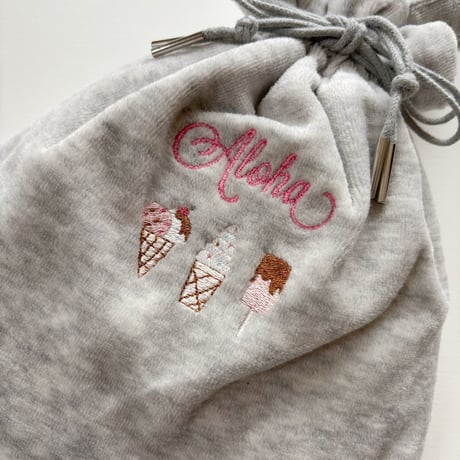ドローイングバッグ Terry towel グレー Mサイズ(shoulder)/Sサイズ/Miniサイズ/miniminiサイズ