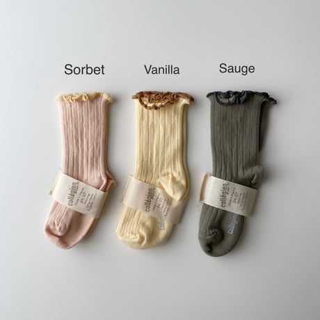 Collegien  Delphine-lettuce trim ribbed socks