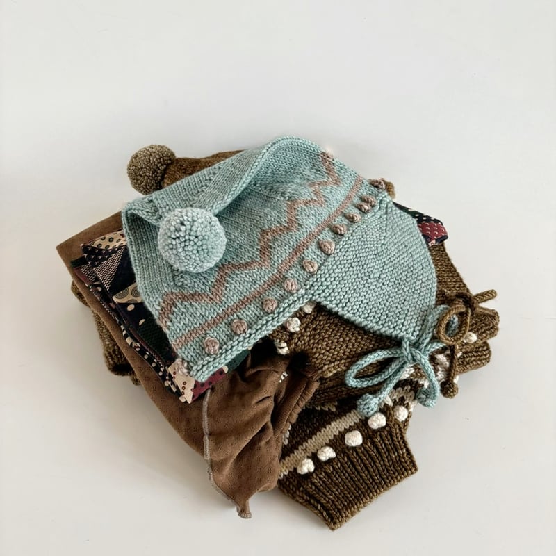 Misha & Puff Zig Zag Pointy Peak Hat - Sage | B