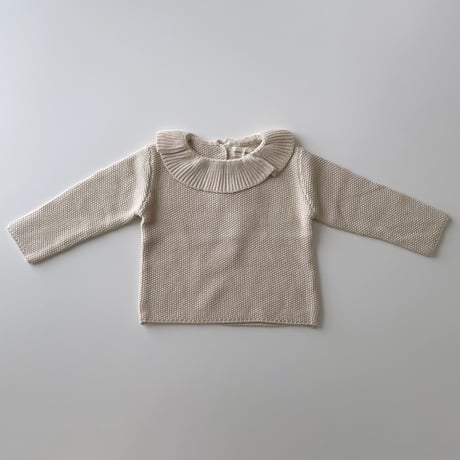 QUINCY MAE　Ruffle collar knit sweater - natural