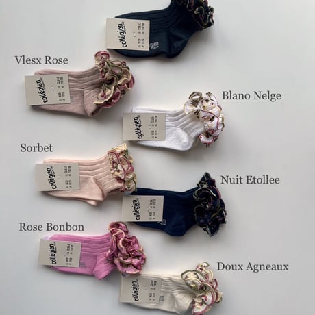 Collegien  ANEMONE - Embroidered Ruffle Ribbed Ankle Socks
