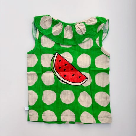 CarlijnQ　Blouse Big Collar No Sleeve With Print - Super Dots