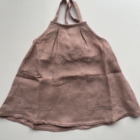 Nellie Quats   Marbles Pinafore - Dusty Rose Fine Stripe Linen