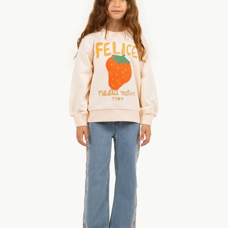 tiny cottons   STRAWBERRIES EMBROIDERED JEANS - light blue denim