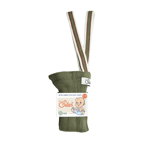 SILLY Silas　RETRO RIBBED FOOTLESS TIGHTS - Olive Striped