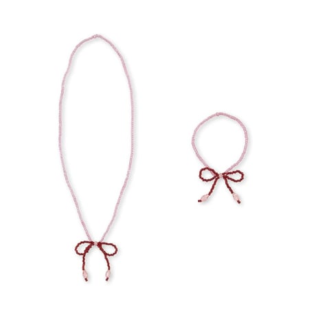 Konges Sløjd 　PEARLY NECKLACE & BRACELET S - MELLOW ROSE/RIO RED