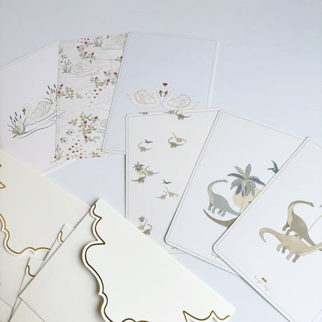 Konges Sløjd 　6PACK GREETING CARDS - DINO/SWAN
