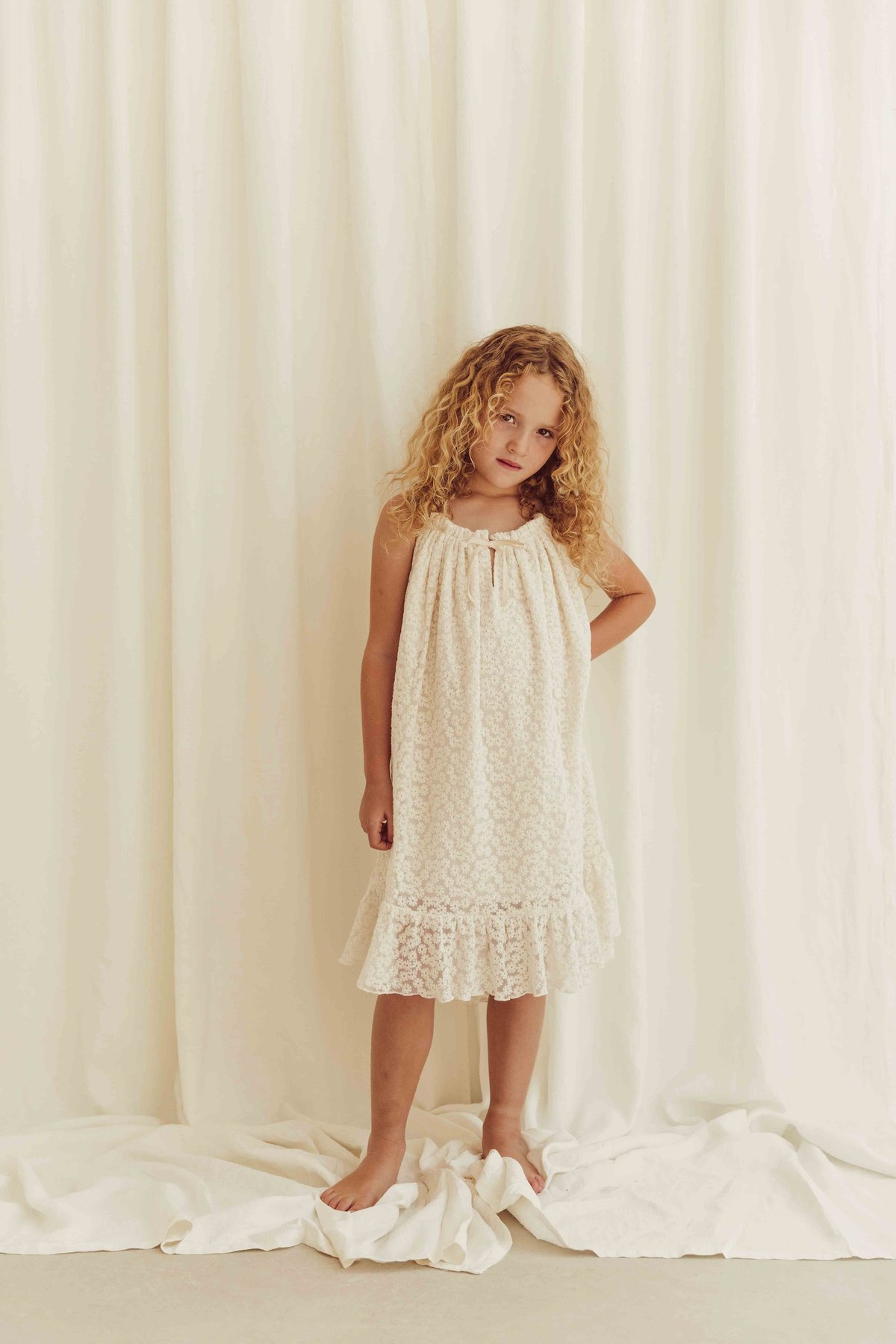 Liilu Lace Daisies Dress - off white