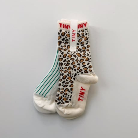 tiny cottons  Animal Print&FineStripesMediumSocks 2-4Y/5-8Y