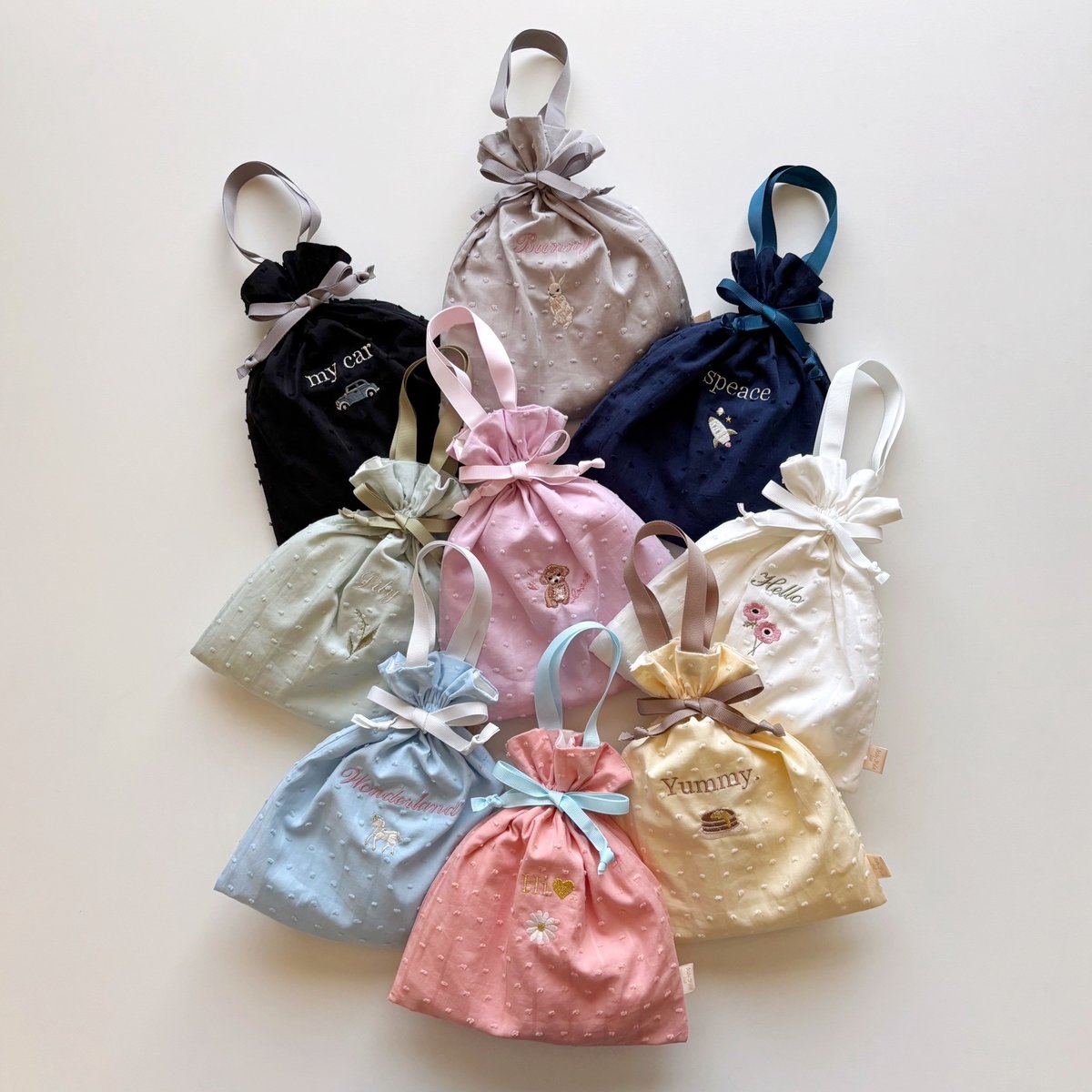 【新品未使用】Heritage Gingham Duck Down サイズs ドローイングバッグ リネン Mサイズ/Sサイズ/Miniサイズ | Baby