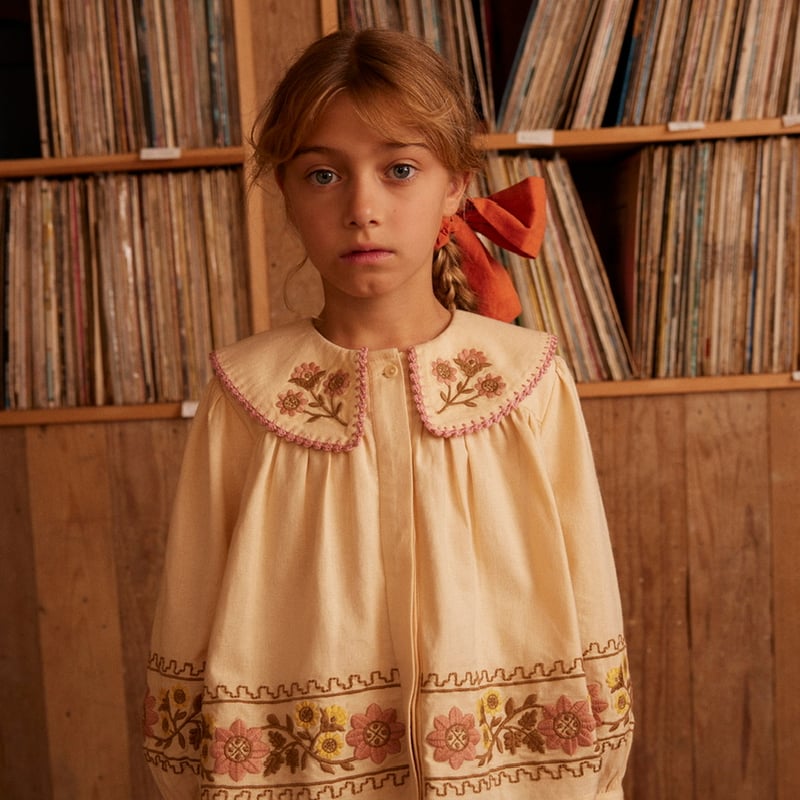 Apolina CARLOTTA EMBROIDERED BLOUSE - CASHEW |