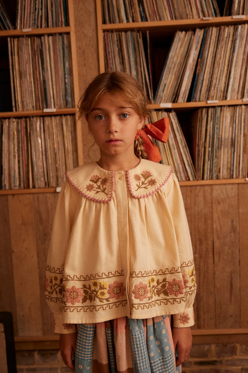 Apolina CARLOTTA EMBROIDERED BLOUSE - CASHEW |