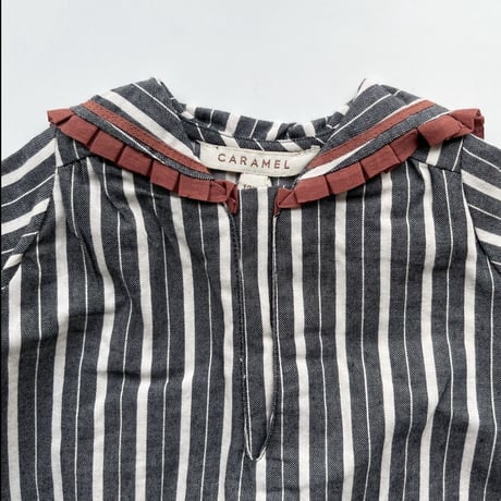CARAMEL LAILA BABY DRESS - GREY STRIPE