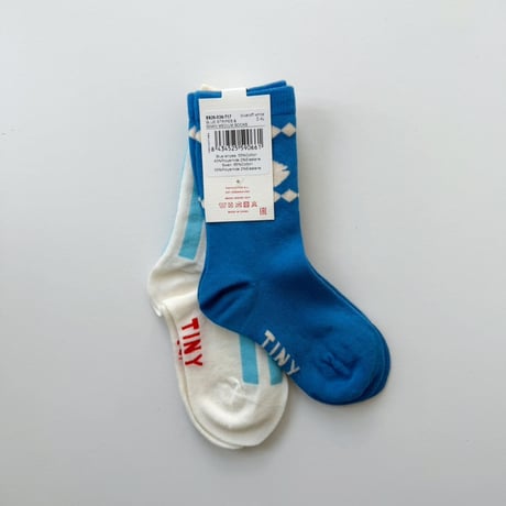 tiny cottons  Blue Stripes & Swan Medium Socks 12-24M /2-4Y /5-8Y