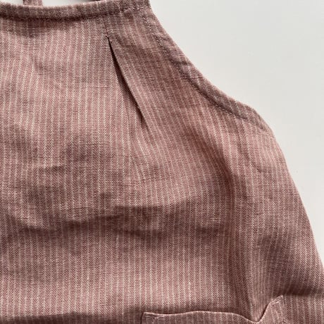 Nellie Quats   Marbles Pinafore - Dusty Rose Fine Stripe Linen