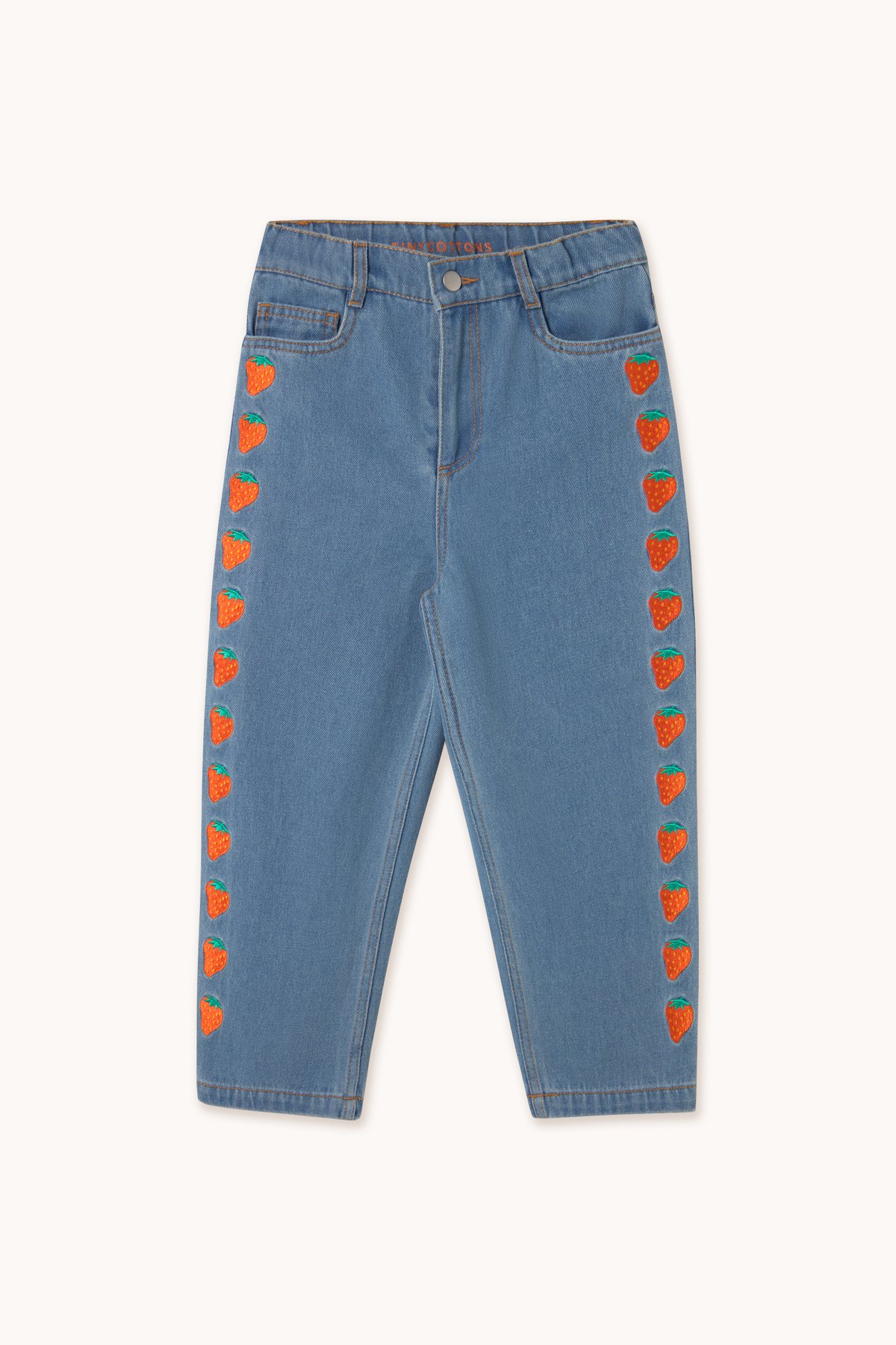 tiny cottons STRAWBERRIES EMBROIDERED JEANS -