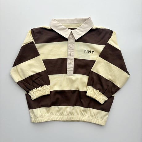 tiny cottons  STRIPES POLO SLEEVE TEE - dusty yellow